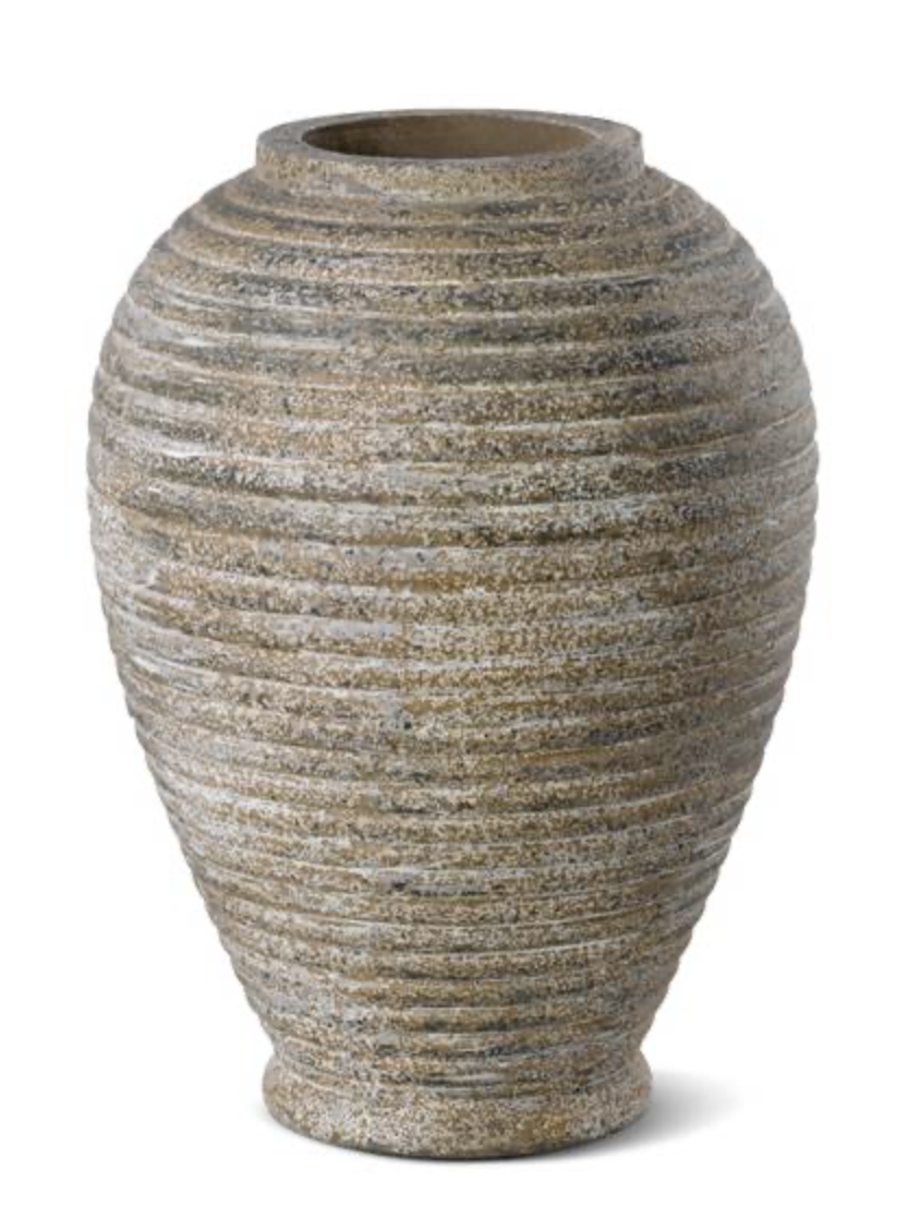 Alibaba Ribbed Antique Polystone Pot