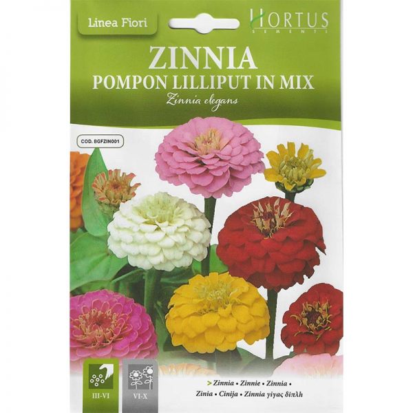 Zinnia Mix "Zinnia Pompon Lilliput in Mix" Premium Quality Seeds by Hortus