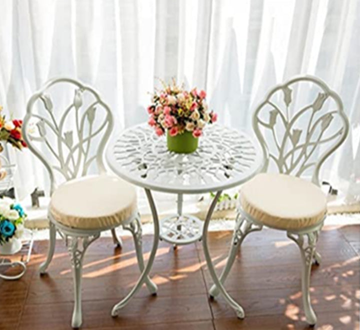 White Aluminium Chairs and Table Set