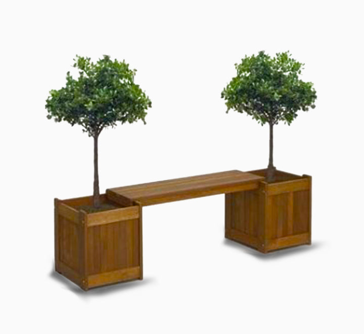 Handmade Double Planter Bench, Modern Outdoor Seating