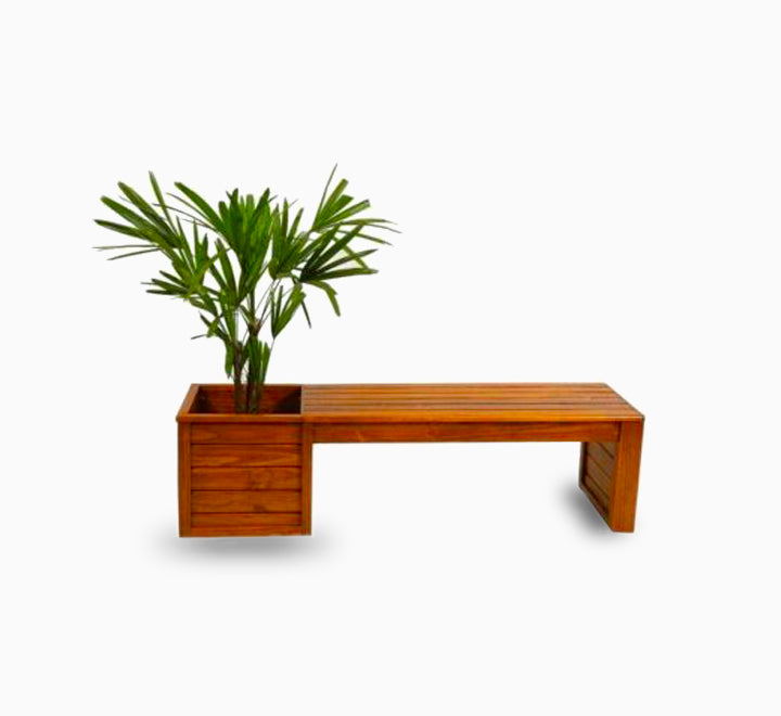 Modern Single Planter Wooden Bench 150cm
