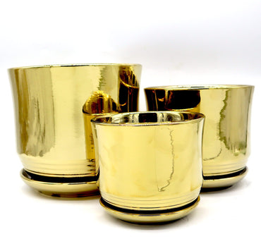 Ceramic Golden Round Pot
