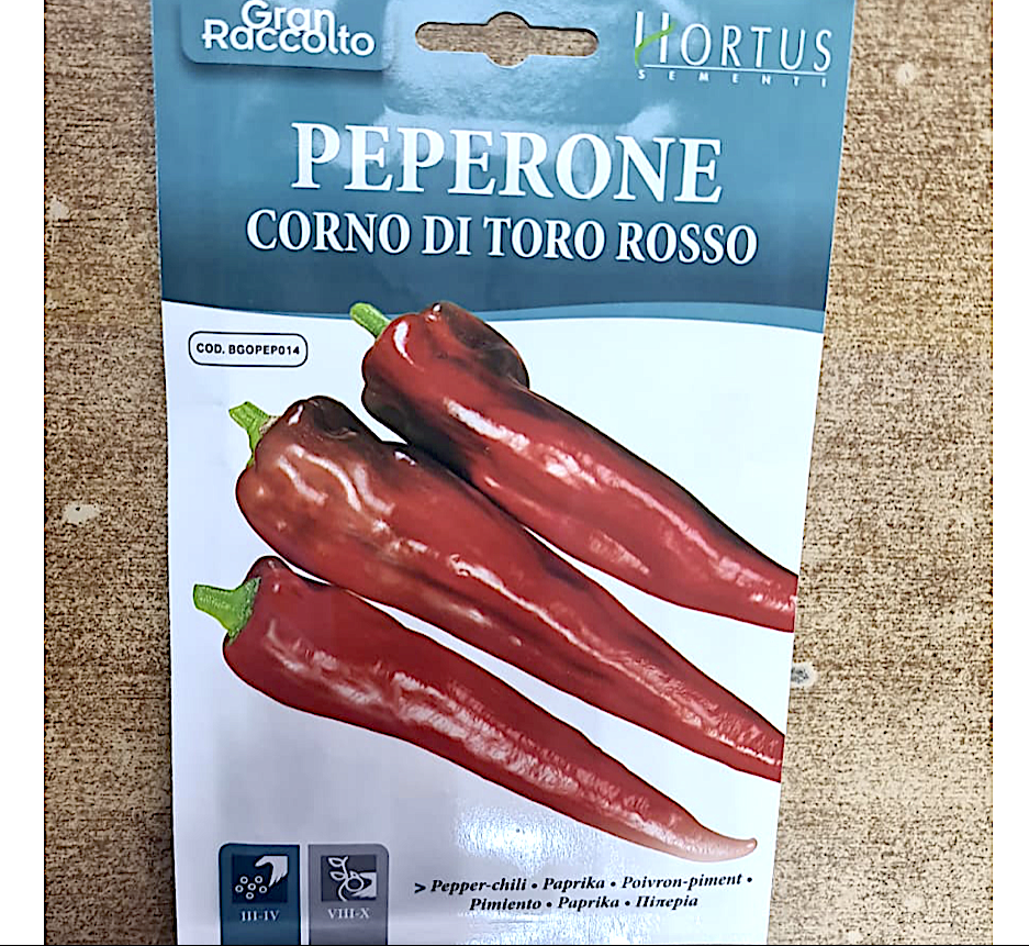 Peperone Vegetable Seeds "Corno di Toro Rosso" by Hortus