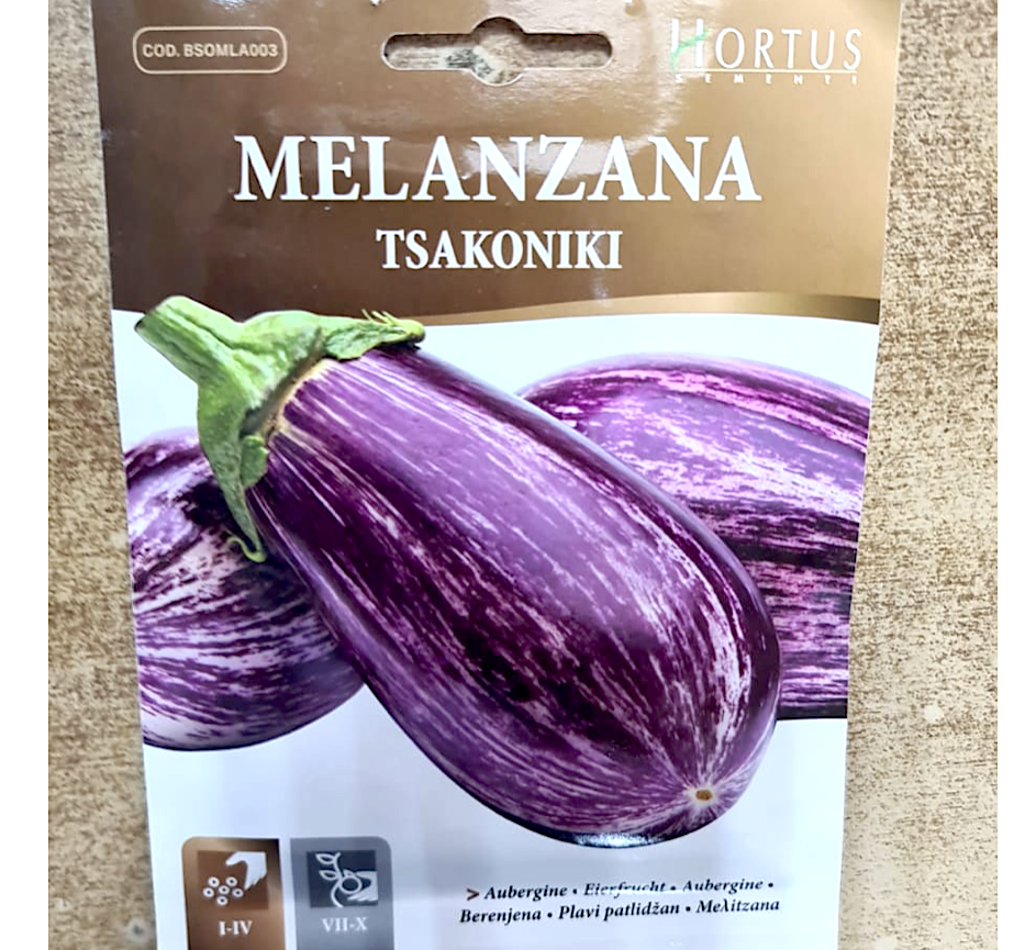 Eggplant Melanzana Vegetable seeds "Tsakoniki" by Hortus