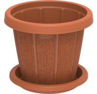 Cosmoplast Cedargrain Flower Pot W/Tray